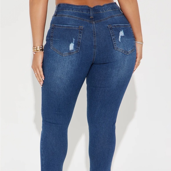 Dark Wash Stretchy Skinny Jeans - Picture 2 of 3